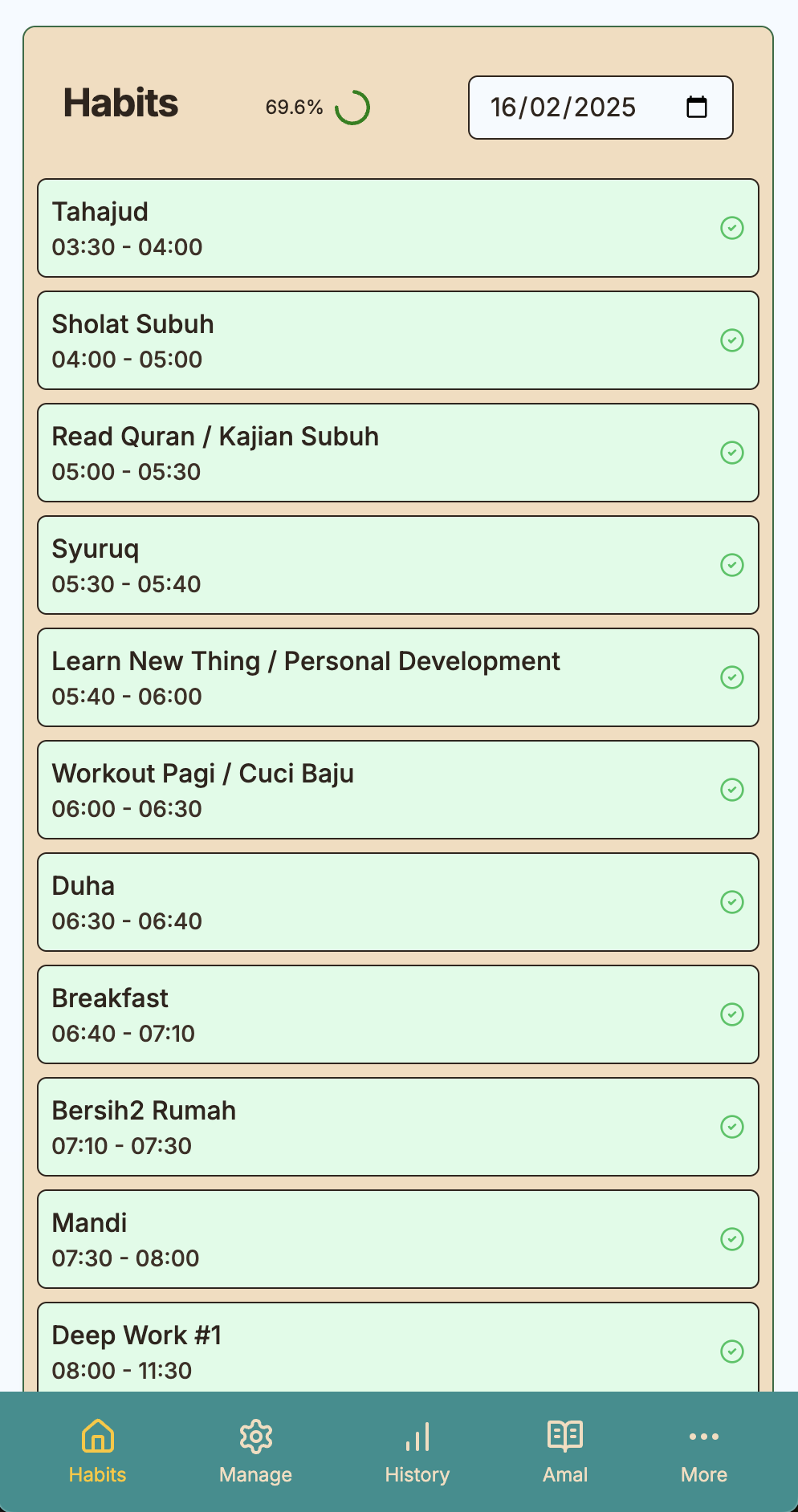 Daily Habit Tracking 📅
